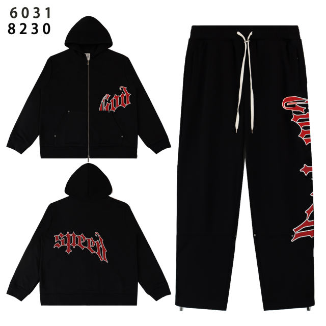 28481749 Minimalist Logo Print Zipper Hoodie & Pants Set 4 colors