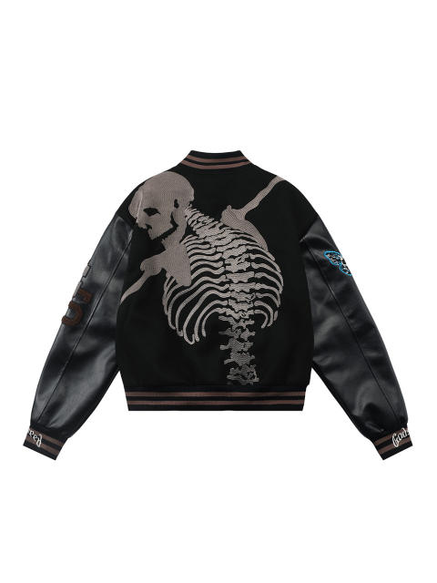 28485548 Back Skeleton Embroidered Baseball Jacket 2 colors