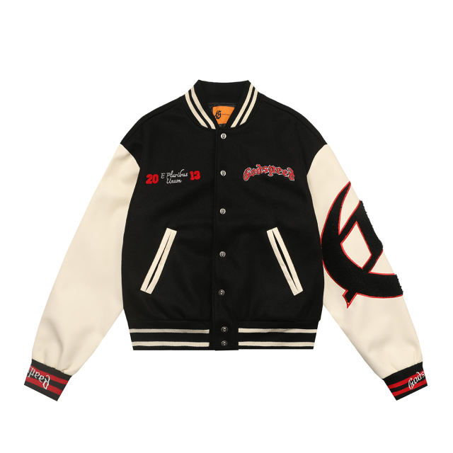 28481821 Skull Letter Embroidered Baseball Jacket