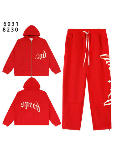 28481749 Minimalist Logo Print Zipper Hoodie & Pants Set 4 colors