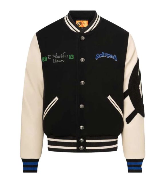 28485555 Dog Head Moon Embroidered Baseball Jacket