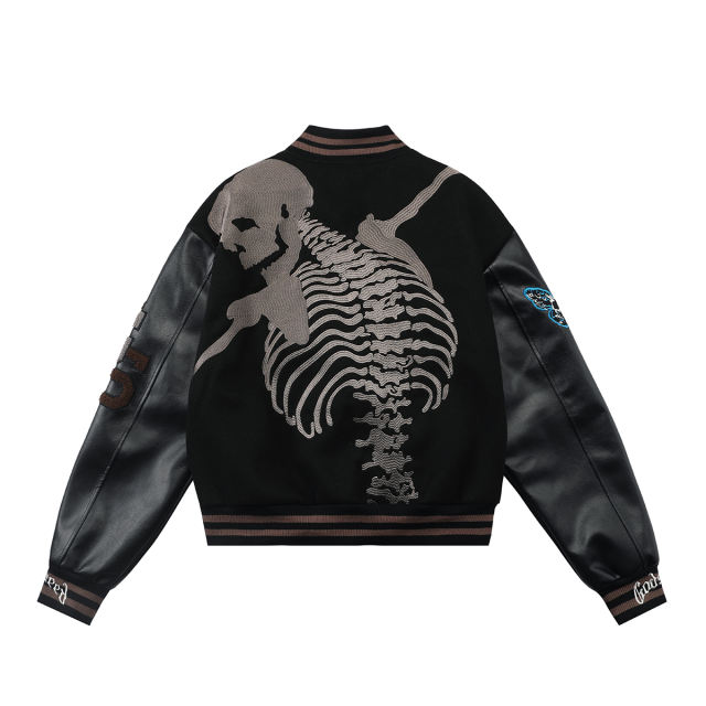 28485548 Back Skeleton Embroidered Baseball Jacket 2 colors