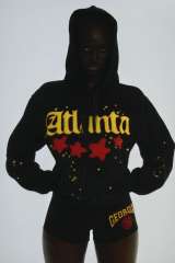 1:1 quality version Yellow lettered Atlanta print Hoodie & Pants Set