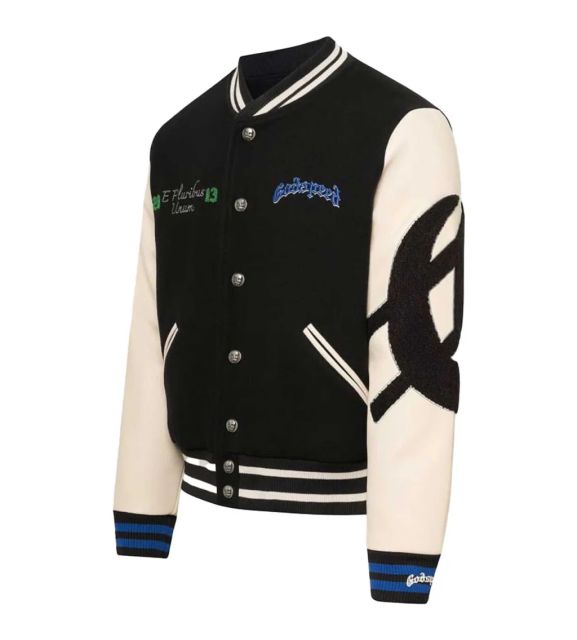 28485555 Dog Head Moon Embroidered Baseball Jacket
