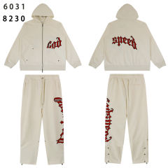 28481749 Minimalist Logo Print Zipper Hoodie & Pants Set 4 colors