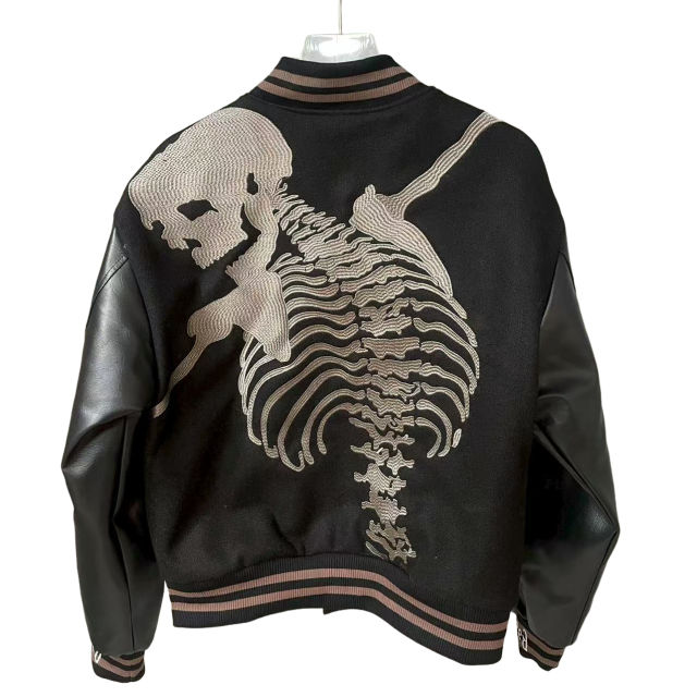 28485548 Back Skeleton Embroidered Baseball Jacket 2 colors