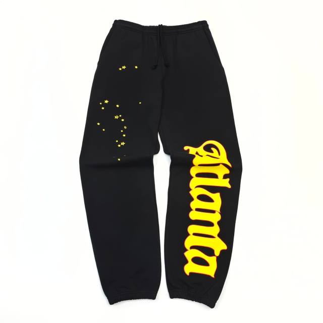 1:1 quality version Yellow lettered Atlanta print Hoodie & Pants Set