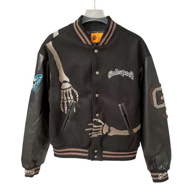 28485548 Back Skeleton Embroidered Baseball Jacket 2 colors