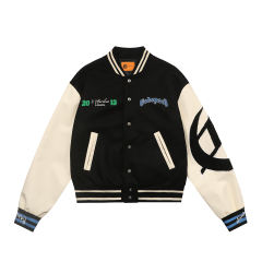 28485555 Dog Head Moon Embroidered Baseball Jacket