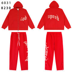 28481749 Minimalist Logo Print Zipper Hoodie & Pants Set 4 colors