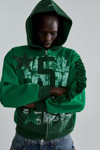 1:1 quality version 28478613 Patchwork Embroidery Rhinestone Five-Pointed Star hoodie