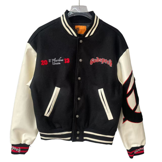 28481821 Skull Letter Embroidered Baseball Jacket