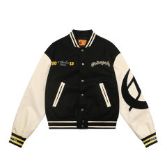 28481812 Earth Robot Pattern Embroidered Baseball Jacket