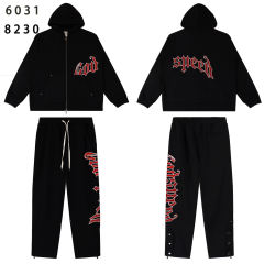 28481749 Minimalist Logo Print Zipper Hoodie & Pants Set 4 colors