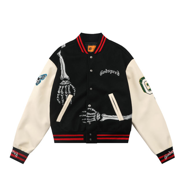 28485548 Back Skeleton Embroidered Baseball Jacket 2 colors