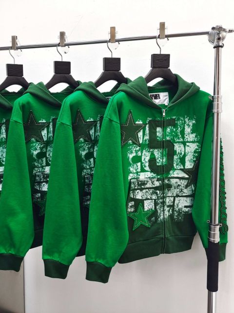 1:1 quality version 28478613 Patchwork Embroidery Rhinestone Five-Pointed Star hoodie