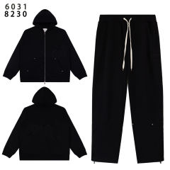 28481749 Minimalist Logo Print Zipper Hoodie & Pants Set 4 colors