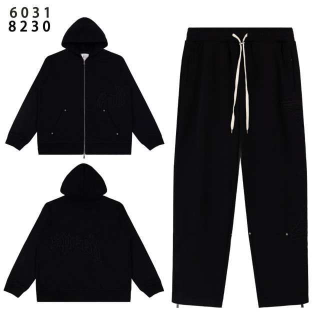 28481749 Minimalist Logo Print Zipper Hoodie & Pants Set 4 colors