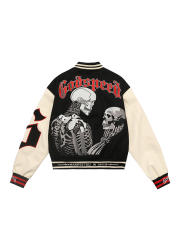 28481821 Skull Letter Embroidered Baseball Jacket