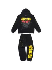 1:1 quality version Yellow lettered Atlanta print Hoodie & Pants Set