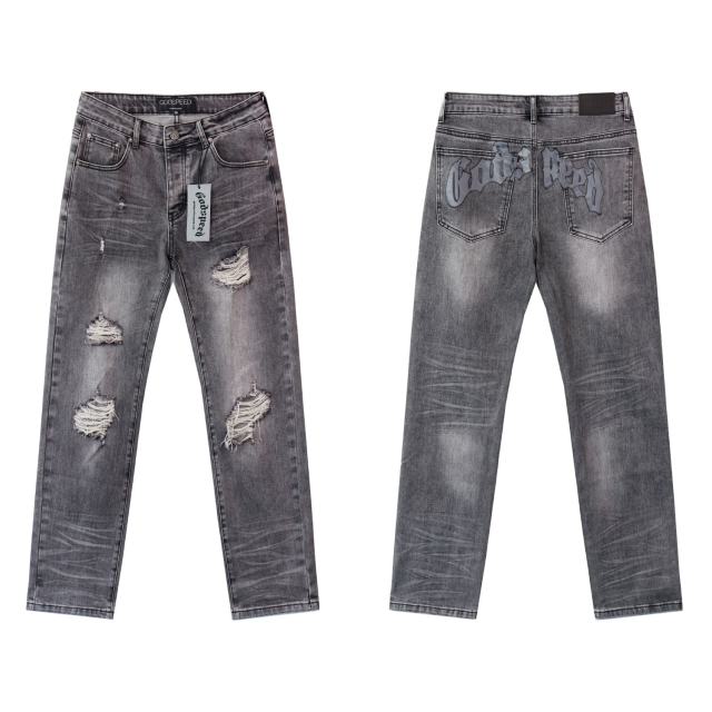 28346713 Letter Print Ripped Jeans