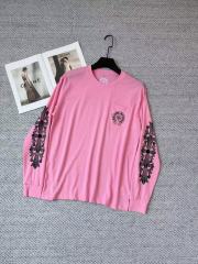 1:1 Quality CH Black Logo Long Sleeve T-Shirt Pink