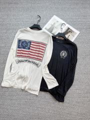 1:1 Quality CH Flag Logo Long Sleeve T-Shirt Black White