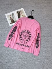 1:1 Quality CH Black Logo Long Sleeve T-Shirt Pink