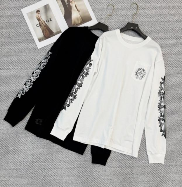 1:1 Quality CH Flag Logo Long Sleeve T-Shirt Black White