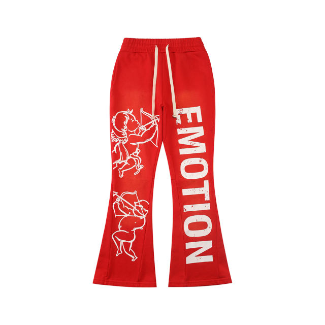 28475745 Logo Print Washed Version  Cupid  Flared sweatpants 2 colors