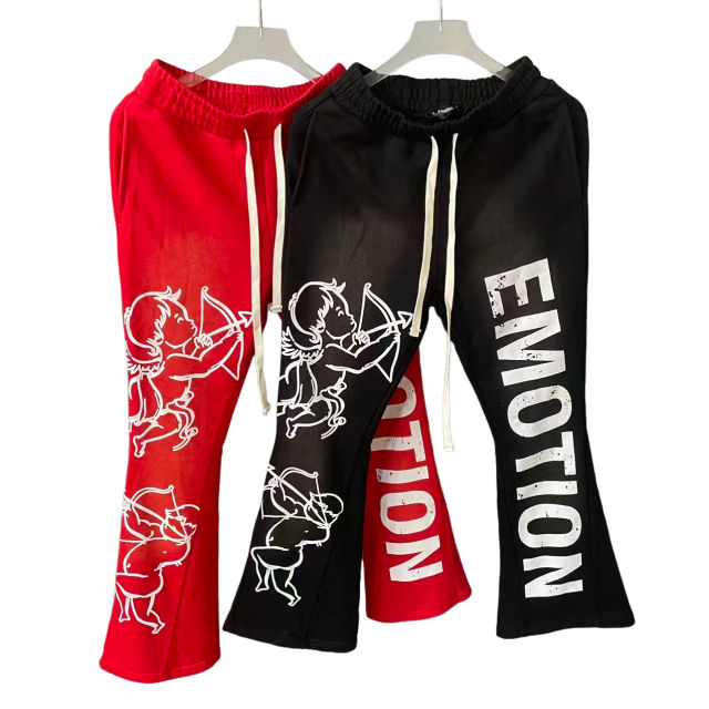 28475745 Logo Print Washed Version  Cupid  Flared sweatpants 2 colors