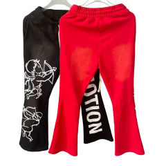 28475745 Logo Print Washed Version  Cupid  Flared sweatpants 2 colors