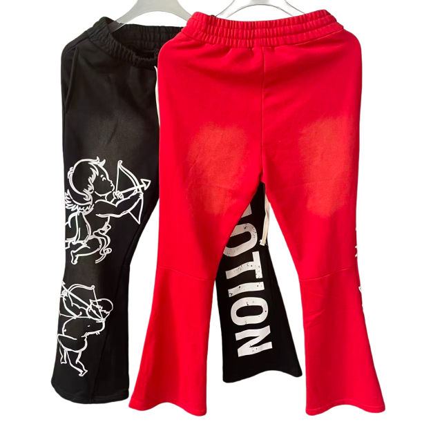 28475745 Logo Print Washed Version  Cupid  Flared sweatpants 2 colors