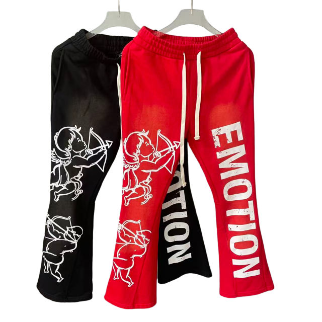 28475745 Logo Print Washed Version  Cupid  Flared sweatpants 2 colors