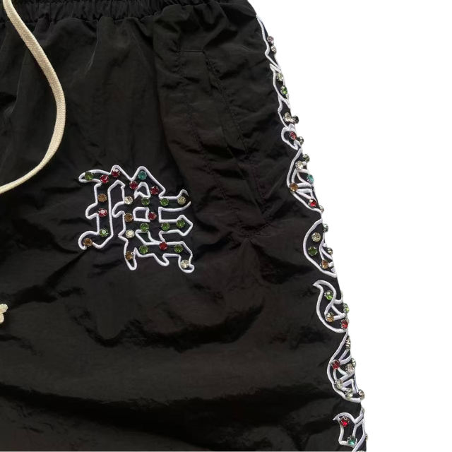 28475731 Embroidered Gemstone-Inlaid Zip up Shirt & Shorts Set