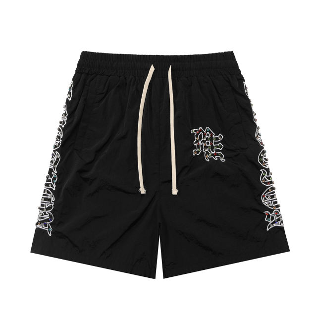 28475731 Embroidered Gemstone-Inlaid Zip up Shirt & Shorts Set
