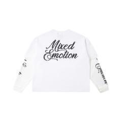 Mixed Emotion Logo Printed Diamond Fake Two-Piece Long-Sleeve T-Shirt 2 colors