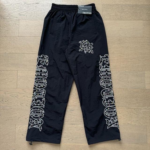 Mixed Emotion Rhinestone Embroidered Logo Colorful Nylon Jacket & Pants Set