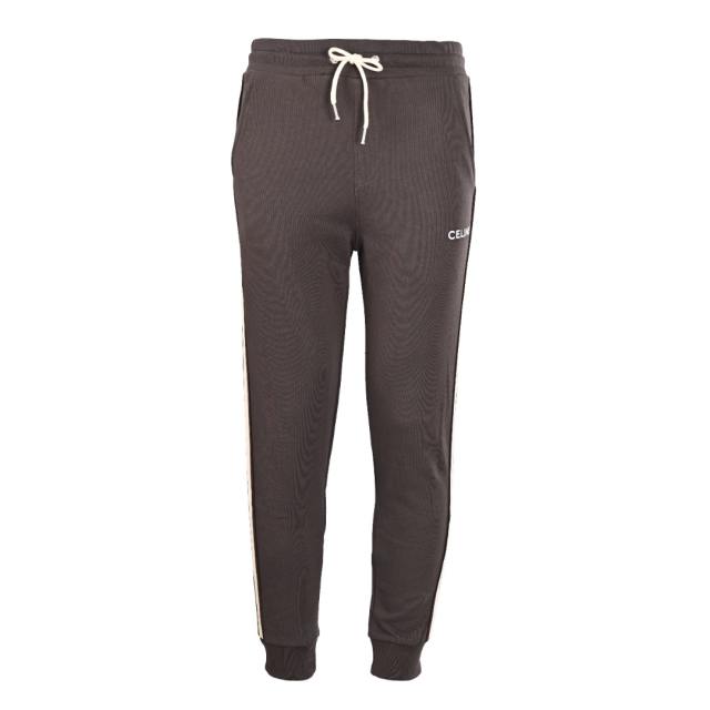 1:1 quality version side knitted ribbon embroidered logo tapered Pants 28491915