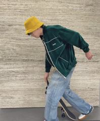 1:1 quality version Velvet Fabric Varsity Zipper Jacket