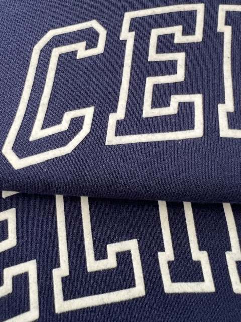 Openwork Flocked Letter Crewneck Pullover Sweatshirt 28494592