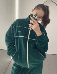 1:1 quality version Velvet Fabric Varsity Zipper Jacket
