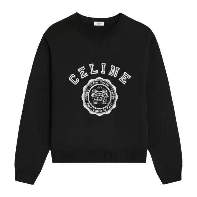 Flocked Print Crewneck Pullover Sweatshirt 2 colors 28496849