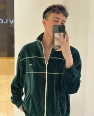 1:1 quality version Velvet Fabric Varsity Zipper Jacket
