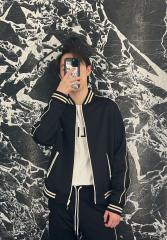 1:1 quality version Reversible Plain Knit Baseball Jacket