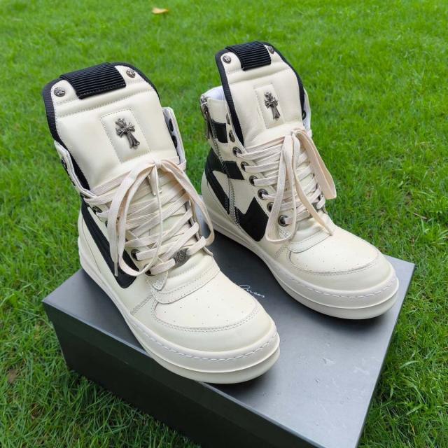 R*ck Owеn* x CH Hi-Street Shoes Boots High Black & White