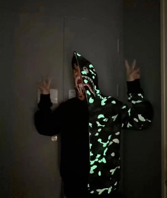 [Best Quality] 1:1 Bape Tiger Glow in the Dark Half Camo Hoodie