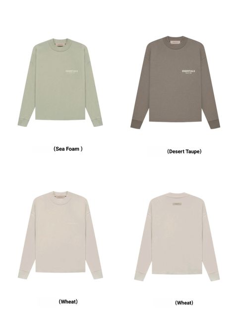 1:1 quality version 27968544 Beige Flocked Letter Long Sleeve T-Shirt 3 colors