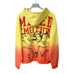 Yellow-Orange Gradient Angel Print Zipper Hoodie 28549908
