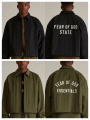 1:1 quality version Back patch embroidered monogrammed logo lapel zipper jacket 2 colors